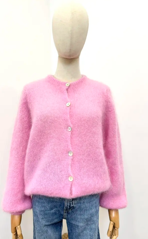 Mohairneuletakki pinkki