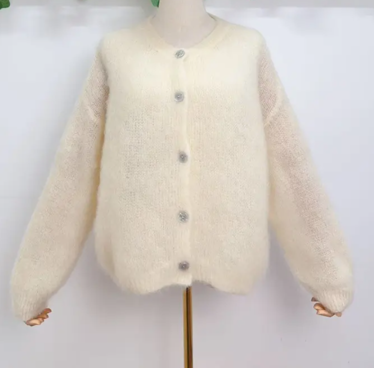 Mohairaneuletakki luonnonvalkoinen