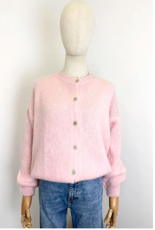 Alpakkaneuletakki vaaleanpunainen