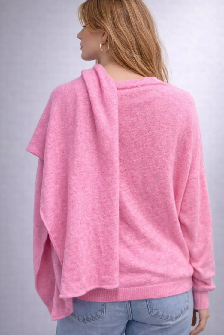 Neulepusero huivilla pinkki