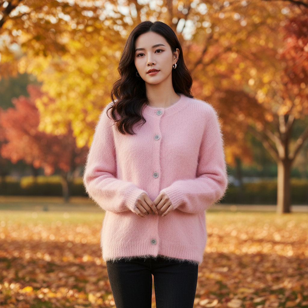 Mohairneuletakki vaaleanpunainen