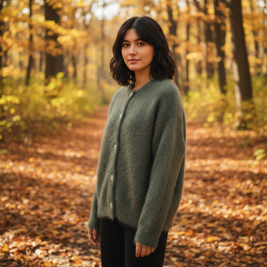 Mohairneuletakki khaki