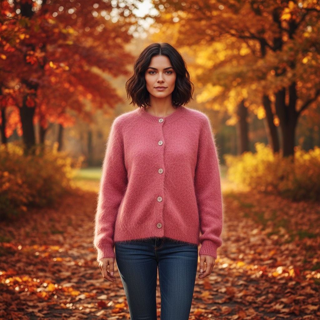 Mohairneuletakki vanha roosa