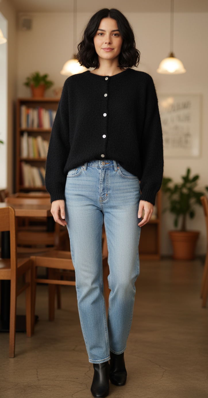 Alpakkaneuletakki musta