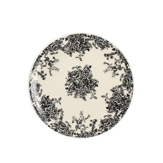 Vintage henkinen mustavalkoinen lautanen 19,5cm