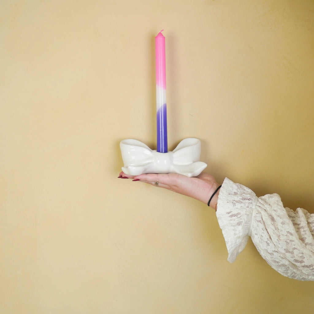 Kynttilänjalka rusetti valkoinen