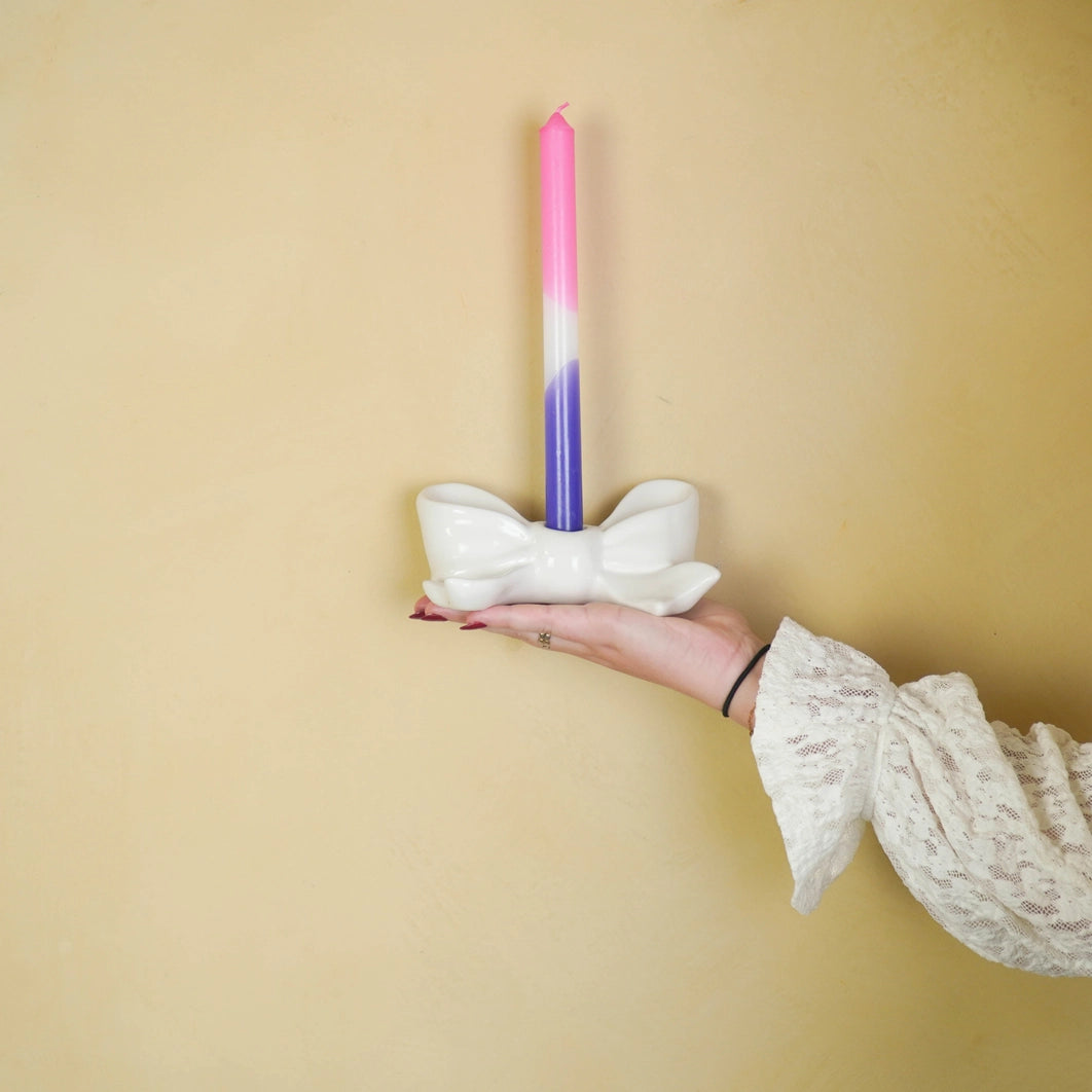 Kynttilänjalka rusetti valkoinen