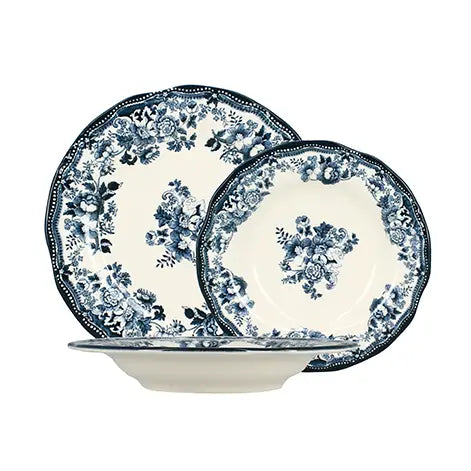 Lautanen syvä 22 cm sinivalkoinen